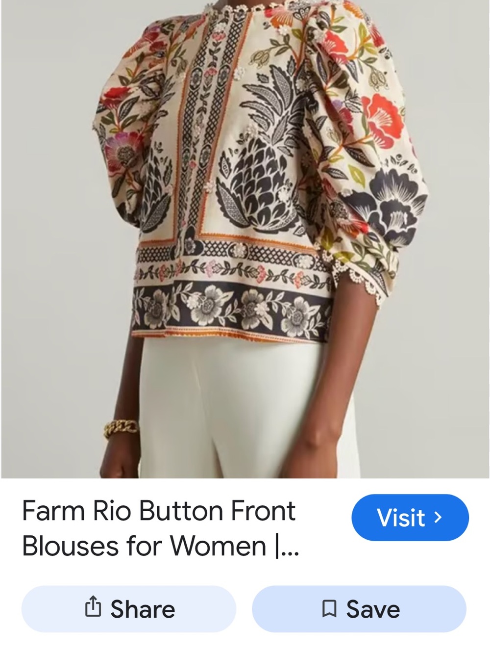 NWOT FARM MEDUIM 6/8/10 Rio Romantic Garden Blouse Top Shirt Cotton! - Picture 2 of 5